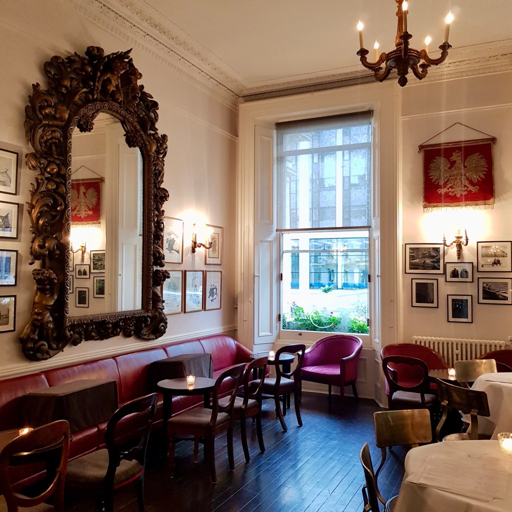 Ognisko Restaurant Classy Polish Dining South Kensington London Traditional Vodka Outdoor Alfresco Garden View Waiting Area