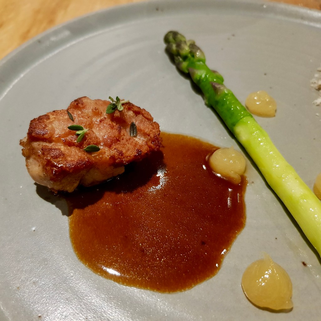 Olive Tree Bath Restaurant Michelin Star Queensberry Hotel Modern European Chef Chris Cleghorn Vegan Tasting Menu Nine Six Wine Pairing To Start Veal Sweatbread Wye Valley Asparagus Salted Lemon Hazelnut