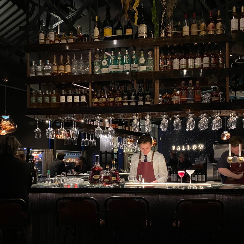 Fallow Restaurant London St James Modern British Heston Blumenthal gastronomic Chef Jack Croft William Murray James Robson creative best top vibrant fun exciting corn ribs smoked cod head sriracha sauce mushroom parfait kombu fries date romantic groups friend large group celebration birthday party