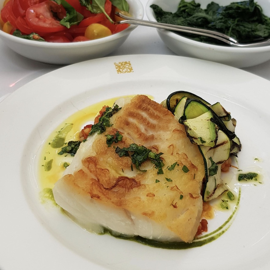 Daphne's Classic Italian Restaurant South Kensington Roast Cod Fregola Crab Zucchine