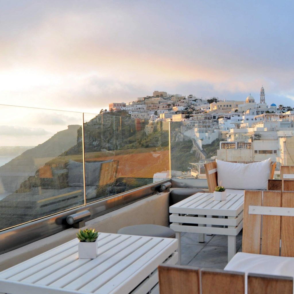 Santorini Holiday Itinerary Travel Tips V Lounge Cafe Cocktail Bar Fira